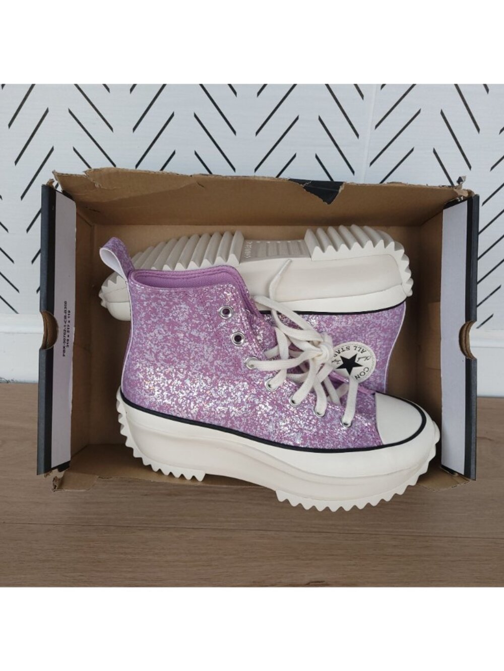 ⭐Converse Run Star Hike Hi Glitter Size 7.5 Women Shoes Sneakers Purple A10096C - Picture 7 of 10